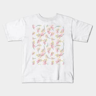 Pink Flower Pattern Kids T-Shirt